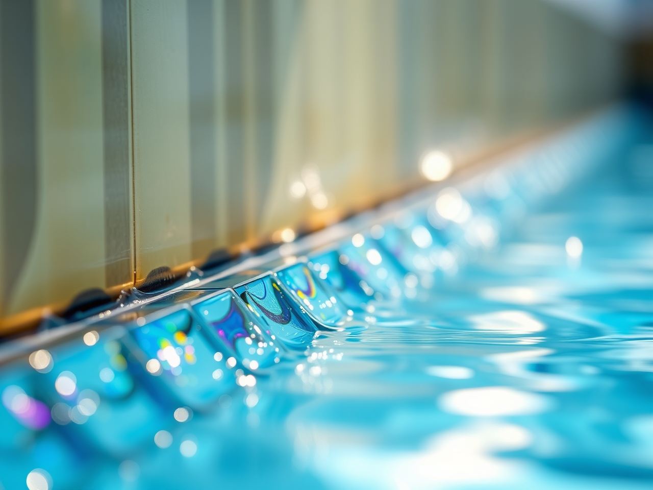 Waterline tile detail at the edge of a pool