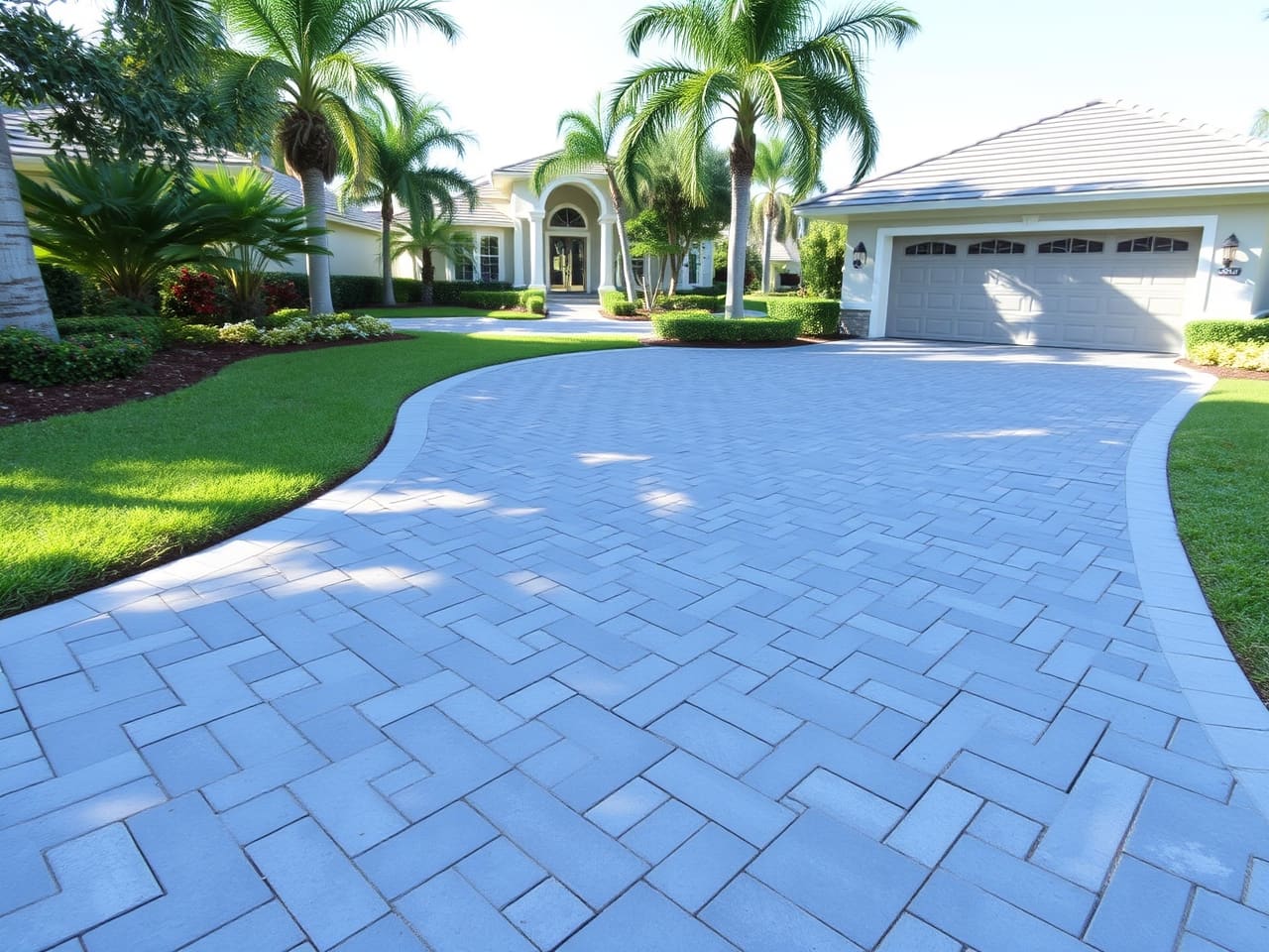 Elegant paver driveway