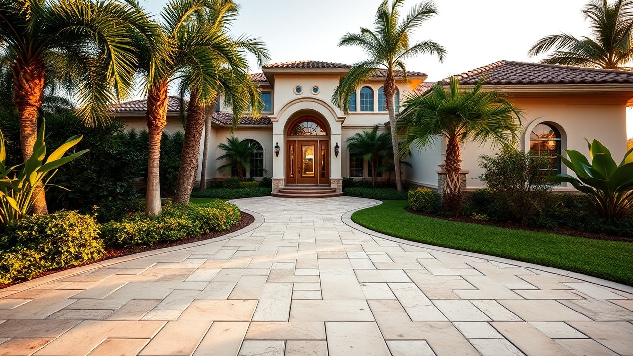 Travertine paver patio and walkway