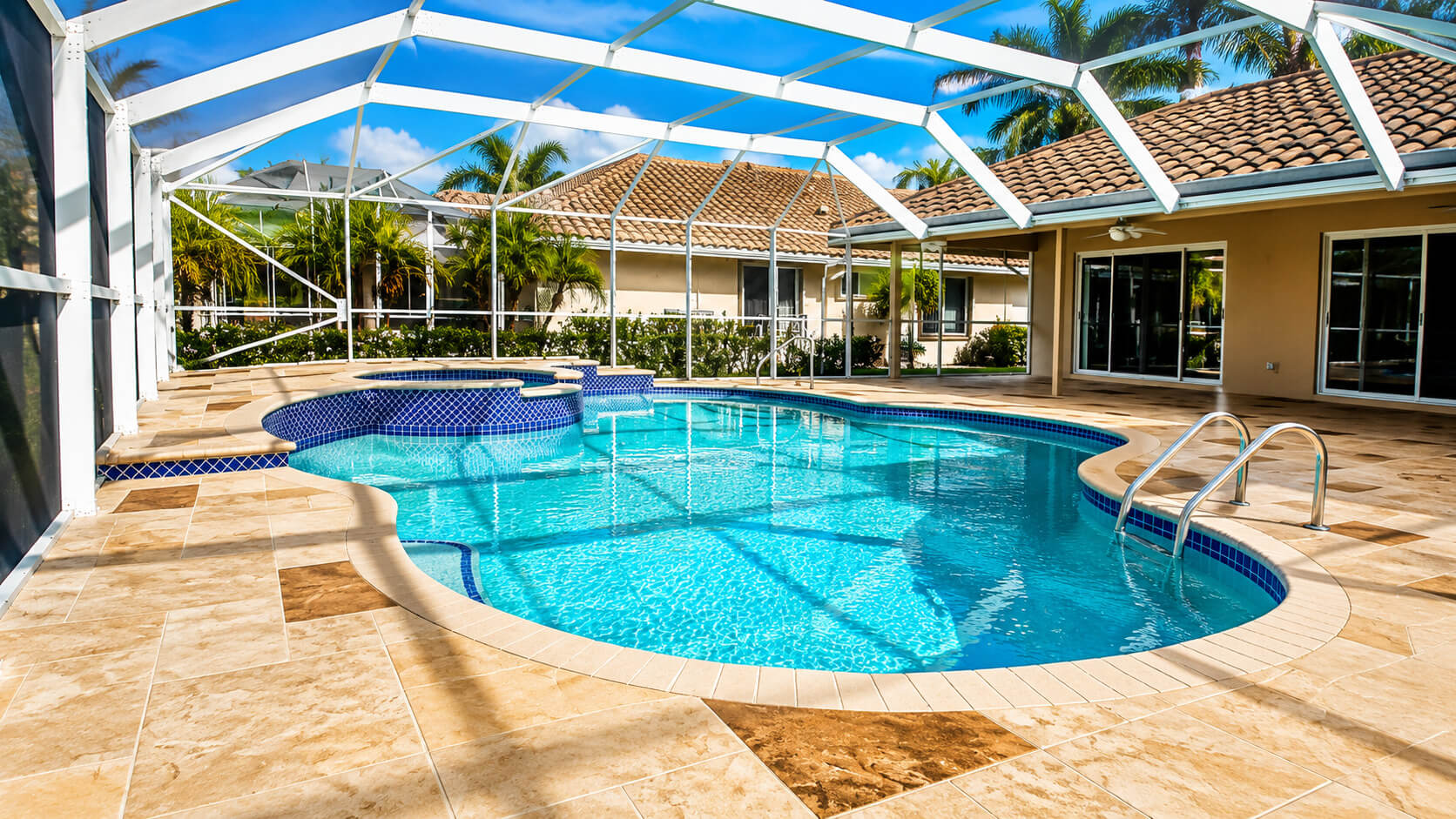 Renovated pool deck at a South Florida home